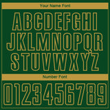 Custom Green-Old Gold Abstract Geometric Stripe Fragment Sublimation Soccer Uniform Jersey