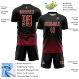 Custom Black Crimson-Cream Fade Wave Lines Splatter Sublimation Soccer Uniform Jersey