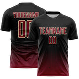 Custom Black Crimson-Cream Fade Wave Lines Splatter Sublimation Soccer Uniform Jersey