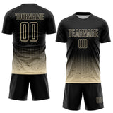 Custom Black-Cream Fade Wave Lines Splatter Sublimation Soccer Uniform Jersey