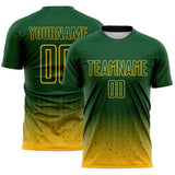 Custom Green-Gold Fade Wave Lines Splatter Sublimation Soccer Uniform Jersey
