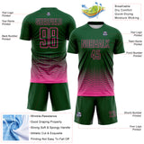 Custom Green-Pink Fade Wave Lines Splatter Sublimation Soccer Uniform Jersey