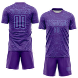 Custom Purple-Light Blue Abstract Wave Lines Interlocking Sublimation Soccer Uniform Jersey