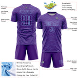 Custom Purple-Light Blue Abstract Wave Lines Interlocking Sublimation Soccer Uniform Jersey