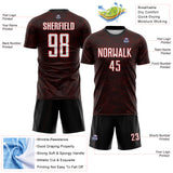 Custom Black White-Red Abstract Wave Lines Interlocking Sublimation Soccer Uniform Jersey