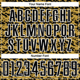 Custom Old Gold Black-White Geometric Fragment Splatter Sublimation Soccer Uniform Jersey