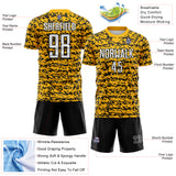 Custom Gold White-Black Geometric Fragment Splatter Sublimation Soccer Uniform Jersey