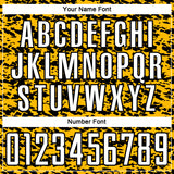Custom Gold White-Black Geometric Fragment Splatter Sublimation Soccer Uniform Jersey