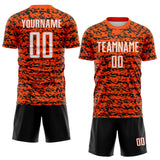 Custom Orange White-Black Geometric Fragment Splatter Sublimation Soccer Uniform Jersey