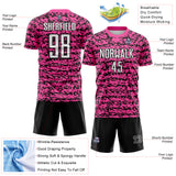Custom Pink White-Black Geometric Fragment Splatter Sublimation Soccer Uniform Jersey