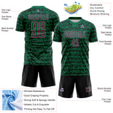 Custom Kelly Green Black-Pink Geometric Fragment Splatter Sublimation Soccer Uniform Jersey