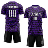 Custom Purple White-Black Geometric Fragment Splatter Sublimation Soccer Uniform Jersey