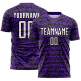 Custom Purple White-Black Geometric Fragment Splatter Sublimation Soccer Uniform Jersey