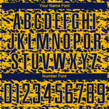 Custom Gold-Navy Geometric Fragment Splatter Sublimation Soccer Uniform Jersey