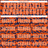 Custom Orange Navy-White Geometric Fragment Splatter Sublimation Soccer Uniform Jersey