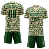 Custom Cream-Green Geometric Fragment Splatter Sublimation Soccer Uniform Jersey