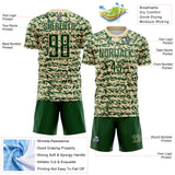 Custom Cream-Green Geometric Fragment Splatter Sublimation Soccer Uniform Jersey