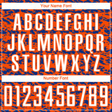 Custom Orange-Royal Geometric Fragment Splatter Sublimation Soccer Uniform Jersey