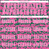 Custom Pink Kelly Green-White Geometric Fragment Splatter Sublimation Soccer Uniform Jersey