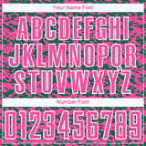 Custom Pink Kelly Green-White Geometric Fragment Splatter Sublimation Soccer Uniform Jersey