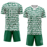 Custom White-Kelly Green Geometric Fragment Splatter Sublimation Soccer Uniform Jersey