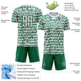 Custom White-Kelly Green Geometric Fragment Splatter Sublimation Soccer Uniform Jersey