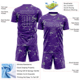 Custom Purple-Gray Abstract Fluid Marble Sublimation Soccer Uniform Jersey