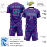 Custom Purple Teal-Pink Abstract Fluid Marble Sublimation Soccer Uniform Jersey