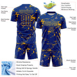 Custom Royal-Gold Abstract Fluid Marble Sublimation Soccer Uniform Jersey