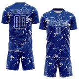 Custom Royal-White Abstract Fluid Marble Sublimation Soccer Uniform Jersey