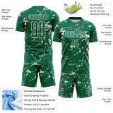 Custom Kelly Green-White Abstract Fluid Marble Sublimation Soccer Uniform Jersey