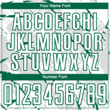 Custom White Kelly Green-Gray Brush Stroke Slashes And Dot Grid Sublimation Soccer Uniform Jersey