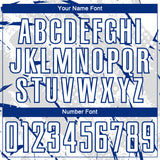 Custom White Royal-Gray Brush Stroke Slashes And Dot Grid Sublimation Soccer Uniform Jersey