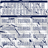 Custom White Navy-Gray Brush Stroke Slashes And Dot Grid Sublimation Soccer Uniform Jersey