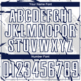 Custom White Navy-Gray Brush Stroke Slashes And Dot Grid Sublimation Soccer Uniform Jersey