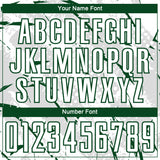Custom White Green-Gray Brush Stroke Slashes And Dot Grid Sublimation Soccer Uniform Jersey