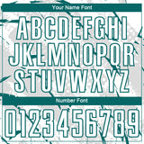Custom White Teal-Gray Brush Stroke Slashes And Dot Grid Sublimation Soccer Uniform Jersey