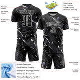 Custom Black White-Gray Brush Stroke Slashes And Dot Grid Sublimation Soccer Uniform Jersey