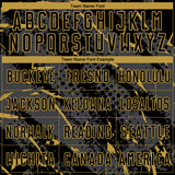 Custom Black Old Gold-Gray Brush Stroke Slashes And Dot Grid Sublimation Soccer Uniform Jersey