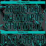 Custom Black Aqua-Gray Brush Stroke Slashes And Dot Grid Sublimation Soccer Uniform Jersey