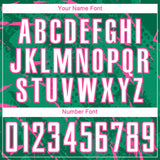 Custom Kelly Green White-Pink Brush Stroke Slashes And Dot Grid Sublimation Soccer Uniform Jersey