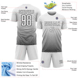 Custom White-Black Geometric Hexagonal Dot Gradient Sublimation Soccer Uniform Jersey