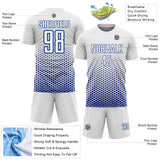 Custom White-Royal Geometric Hexagonal Dot Gradient Sublimation Soccer Uniform Jersey