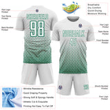 Custom White-Kelly Green Geometric Hexagonal Dot Gradient Sublimation Soccer Uniform Jersey