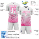 Custom White-Pink Geometric Hexagonal Dot Gradient Sublimation Soccer Uniform Jersey