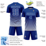 Custom Royal-White Geometric Hexagonal Dot Gradient Sublimation Soccer Uniform Jersey