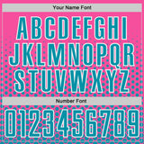 Custom Pink Teal-White Geometric Hexagonal Dot Gradient Sublimation Soccer Uniform Jersey
