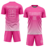 Custom Pink-White Geometric Hexagonal Dot Gradient Sublimation Soccer Uniform Jersey