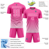 Custom Pink-White Geometric Hexagonal Dot Gradient Sublimation Soccer Uniform Jersey