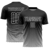 Custom Black-White Geometric Hexagonal Dot Gradient Sublimation Soccer Uniform Jersey